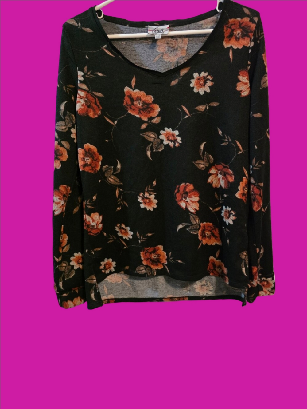 4/$67 Deal! Cozy Lava Floral V-Neck Sweater